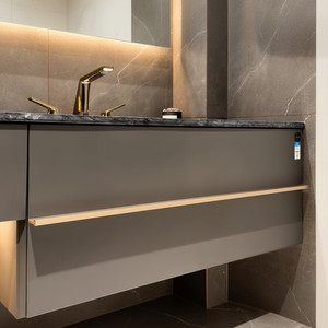 Gabinete de Baño Moderno Color Café Cálido Goldtop Unlock Secret Romance - Diseño Modular Ecológico y Duradero para Uso en Hoteles - Product Image 1