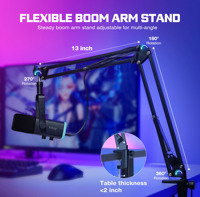Fifine AM8T bras de flèche réglable micro dynamique équipement de podcast professionnel microphone de jeu rvb XLR pour YouTube