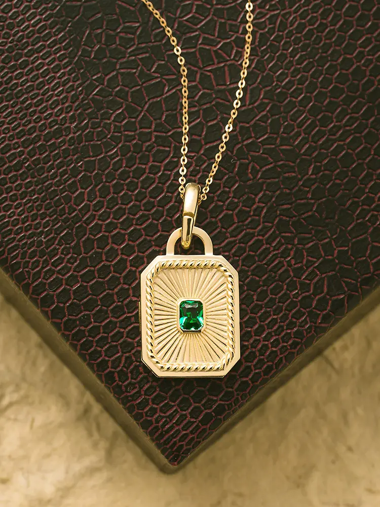 14K Gold Jewel Niet Vervagen Fijne Sieraden Custom Design Open Voor Foto Hanger Vrouwen Emerald Groen Goud Vrouwen 'S Sieraden