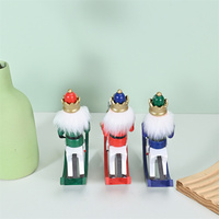 Figurines de Noël en bois Casse-noisette sur cheval à bascule, lot de 3, peintes à la main, ornement de table de Noël pour cheminée, étagère, cadeau