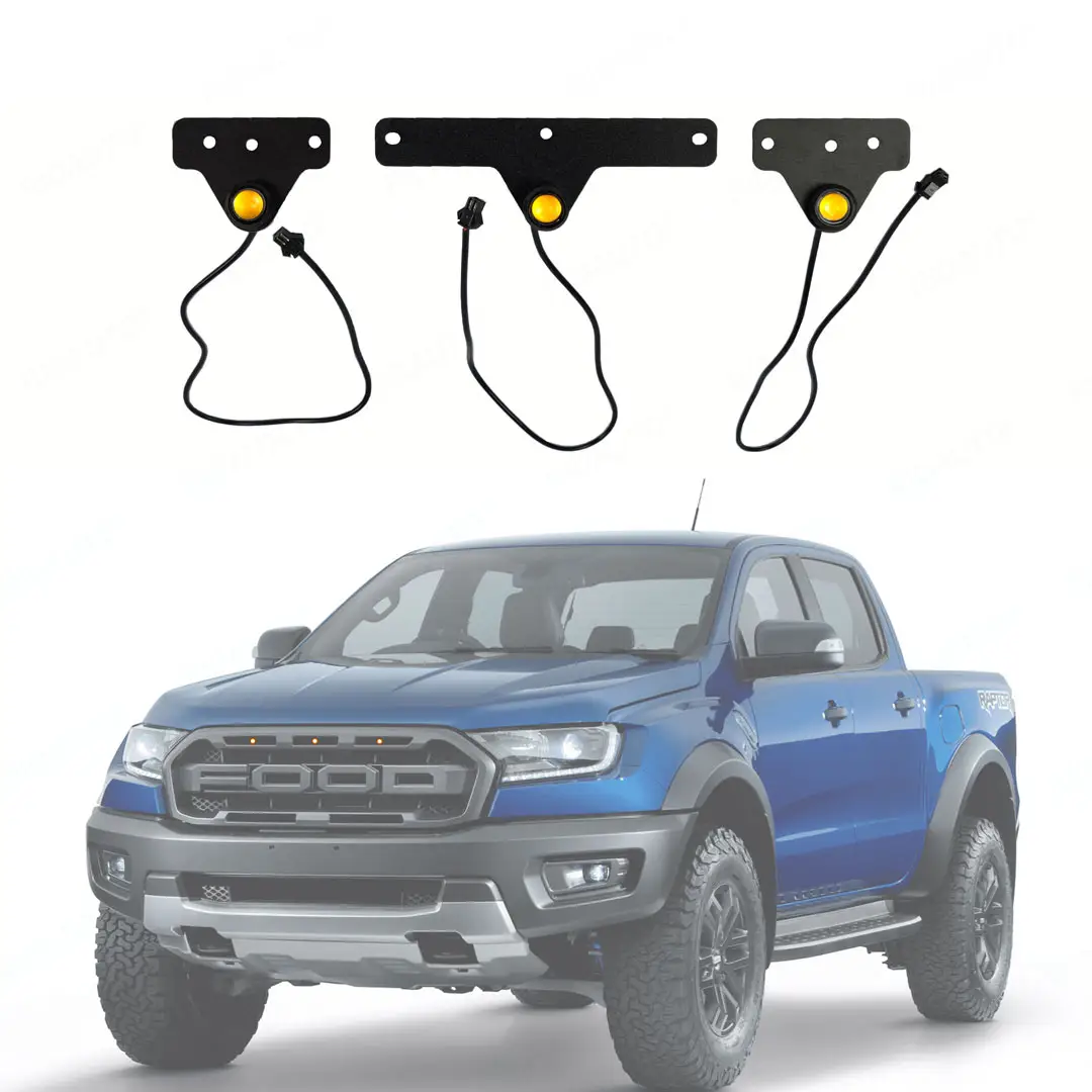 Hổ phách LED ánh sáng màu vàng đèn phù hợp cho Ford Ranger Raptor 2019 2021 Raptor phong cách phù hợp với lưới tản nhiệt ban đầu