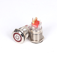 Bouton poussoir métallique 12 mm, 5 broches, avec voyant LED, momentané, résistant à l'eau IP65, 3V, symbole d'alimentation