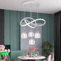 Lampu Gantung LED Clover Modern Iron Gaya Prancis dengan Ketinggian yang Dapat Disesuaikan, Warna Emas/Hitam/Putih untuk Ruang Tamu dan Ruang Makan