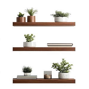Wood Double Tier Floating <b>Wall</b> <b>Shelves</b> Modern <b>Wall</b> <b>Mounted</b> Storage Rack Minimalist Display <b>Shelf</b> for Home Entryway Living Room - Product Image 6