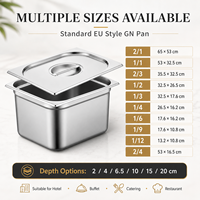 Ensemble de plateaux de buffet profonds de style européen en acier inoxydable, bacs Gastronorme multi-tailles GN 1/6 200 mm, contenants alimentaires pour restaurant