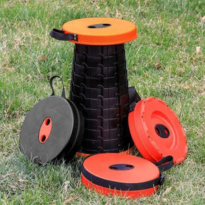 Taburete telescópico plegable portátil para pesca, viajes, uso al aire libre, silla de almacenamiento compacta ajustable de plástico, color rojo - Product Image 3