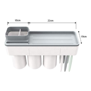 Ferns New Style Fashion Eco-Friendly Plastic Multifunctional Three-piece Set Wall Mounted Magnetic <b>Toothbrush</b> <b>Holder</b> for - Product Image 2