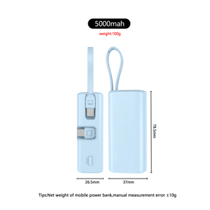 พาวเวอร์แบงค์แบบพกพาขนาดเล็ก 5000mAh <span class=keywords><strong>หัว</strong></span>ชาร์จคู่ 22.5W <span class=keywords><strong>ชาร์จ</strong></span>เร็ว <span class=keywords><strong>สาย</strong></span><span class=keywords><strong>ชาร์จ</strong></span>ในตัว ปลั๊กหาง<span class=keywords><strong>สาย</strong></span><span class=keywords><strong>ชาร์จ</strong></span> แสดงระดับแบตเตอรี่ รูปทรงแคปซูล - Product Image 6