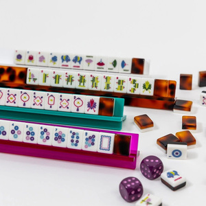 En stock, vente en gros, <span class=keywords><strong>Mahjong</strong></span> américain en acrylique gravé motif léopard écaille de tortue, 160 tuiles, imprimé animal de luxe, OEM, livraison gratuite - Product Image 4