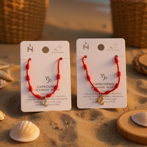 Cavigliera Capricorno Sette Stelle con Cordino Rosso in Acciaio Inossidabile, Gioiello Zodiacale Fatto a Mano - Product Image 2