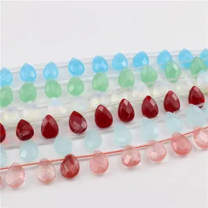 Gemstone Top Drilled Teardrop Beads Strand, Dyed Cultured Quartz Amethyst Canadian Jade Water Drop Beads 10*14mm