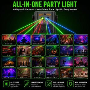 Projecteur laser RGB <span class=keywords><strong>LED</strong></span> rechargeable RC avec 68 motifs dynamiques pour soirées, discothèques, scènes, clubs, KTV, spectacles, théâtres et bars - Product Image 2