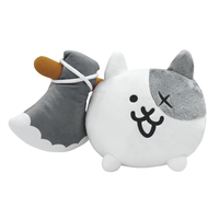Yingii câlin 9 pouces doux dessin animé rond bataille chat jouet avec peluche brun poignée hache accessoire cadeaux d'anniversaire chat gris animal en peluche