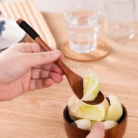 Cuillère en bois à long manche avec logo personnalisé, cuillère à mélanger réutilisable, cuillère à manger, ustensile de cuisine, cuillère de cuisson