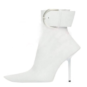 Bottines sexy à grande boucle pour femme, talon fin, bout pointu, fermeture éclair, chaussures de soirée, couleurs personnalisées - Product Image 2