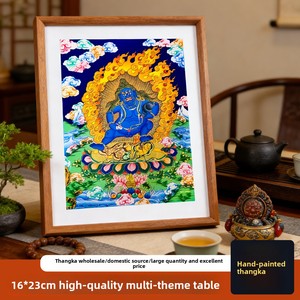 Pintura Budista Thangka Pintada a Mano, Diosa Negra de la Riqueza, <span class=keywords><strong>Señor</strong></span> de los Tesoros, Exquisita Tela de Algodón Chino, Altar sin Marco - Product Image 2