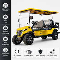 Carrito de Golf Eléctrico de 6 Plazas al por Mayor, 4+2 Pasajeros, Batería de Ciclo Profundo de 60V 100Ah, Motor de CA de 4.0kW, Carro de Golf Todoterreno