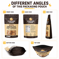 Sachet refermable en plastique avec logo personnalisé, résistant à la lumière, de qualité alimentaire, pour biscuits aux pépites de chocolat