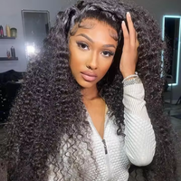 Perruques Lace Front en Cheveux Humains Kinky Curly Cambodgiens et Malaisiens, Vierge, Cuticules Alignées, 13x6 HD, pour Femmes Noires - Vente en Gros