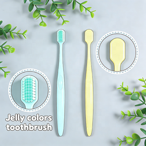 Vente directe d'usine, brosse à dents en plastique pour adultes, poils haute densité, couleur unie, simple, brosse à dents professionnelle pour l'hygiène bucco-dentaire - Product Image 2