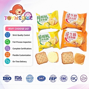 Biscuits sandwich croustillants au citron et au <span class=keywords><strong>beurre</strong></span> <span class=keywords><strong>de</strong></span> <span class=keywords><strong>cacahuète</strong></span>, deux saveurs, biscuits sandwich, goûter <span class=keywords><strong>de</strong></span> l'après-midi au bureau, collation quotidienne - Product Image 1