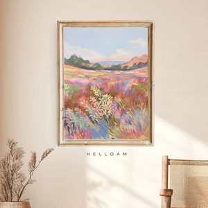Paisaje Moderno de Campo Tranquilo con Flores Silvestres, Óleo sobre Lienzo, Arte de Pared, Decoración para Dormitorio, Ambiente Relajante - Product Image 5