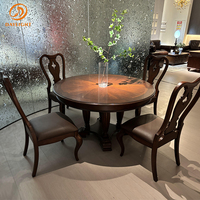 Villa Hotel Anpassbares Design Luxus möbel Europäisches Echt lederset Massivholz Apartment Klassischer Esszimmers tuhl