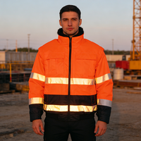 Veste de travail d'extérieur 3 en 1 personnalisée pour hommes, haute visibilité, respirante, réfléchissante, imperméable, avec doublure amovible pour l'hiver