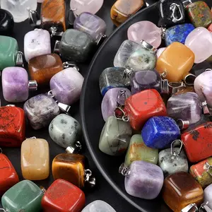 12 - 16 мм натуральный камень кристалл драгоценный камень маленький кубик кулон смешанный красочный фэншуй Лечебный Камень Полированный кулон для ожерелья
