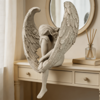 Ornements de jardin en résine personnalisés, sculpture d'ange fille aux jambes entrelacées pour cour, artisanat de la Rédemption pour la décoration de bureau à domicile