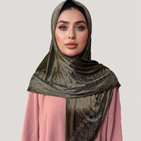 Zifeng OEM Vente en gros Nouveau hijab musulman pour femmes à la mode, foulard en jersey tricoté élastique avec strass triangulaires