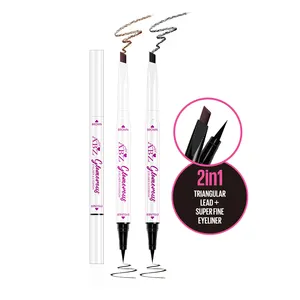 Großhandel Eigenmarke 2 In 1 wasserdicht doppelköpfig nachhaltiges Augenbrauengel glatter Schiebeglanz Liner-Stift für weiblichen Make-up