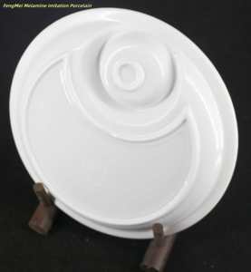 Assiette en mélamine plastique à deux compartiments de haute qualité européenne, blanche, écologique, passe au lave-vaisselle, pour le <span class=keywords><strong>vinaigre</strong></span>, la vaisselle, le petit-déjeuner à la maison - Product Image 3