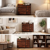 Organiseur de rangement moderne à 9 tiroirs avec cadre en acier et tissu non tissé pour chambre et salon