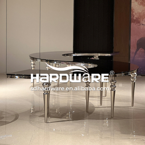 Tavolo da pranzo in vetro a forma di specchio nero moderno di alta qualità per matrimoni ed eventi - Product Image 4