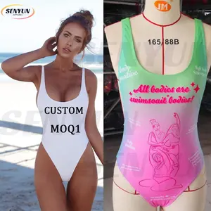 Pakaian renang wanita seksi tanpa bantalan baru 2024 pakaian renang gambar kustom pakaian pantai baju renang satu potong dengan Logo kustom