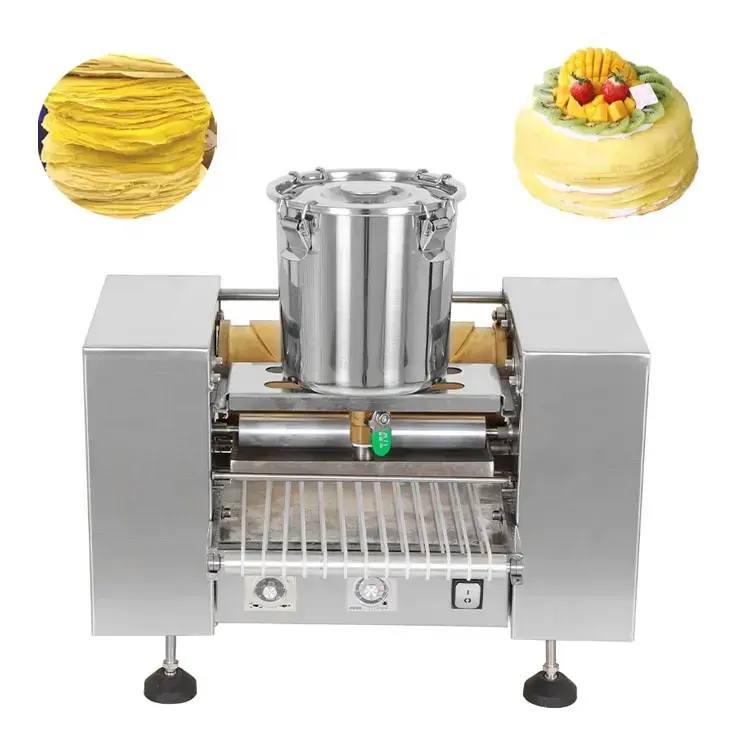 स्वचालित माइले क्रेप परत केक मशीनस्वचालित आम आम माइले क्रेप बनाने वाली मशीन माइली क्रेप केक हजार लेयर केक निर्माता चकमा