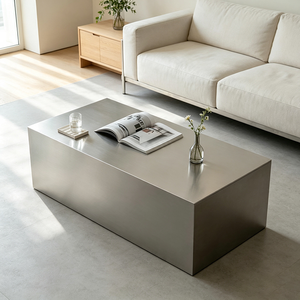 Meubles de salon modernes, table basse carrée ronde en métal, table centrale en acier inoxydable pour la maison, l'hôtel, l'appartement, la villa - Product Image 6