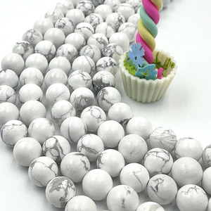 Perline in Pietra Naturale di Alta Qualità, Turchese Bianco e <span class=keywords><strong>Howlite</strong></span>, Accessori Rotondi per Creazione di Gioielli e Braccialetti - Product Image 5