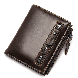 Nuovo arrivo portafoglio da uomo in vera pelle con blocco RFID resistente con chiusura a bottone corto con cerniera portamonete da <span class=keywords><strong>donna</strong></span> - Product Image 5