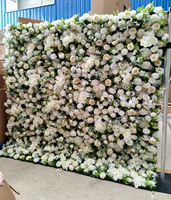 Décoration de mariage personnalisée, mur de fleurs artificielles, panneau floral de roses blanches, toile de fond murale de fleurs