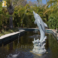 Fuente de Agua con Escultura de Delfín de Bronce RELONG, Alta Calidad, Personalizable, para Decoración de Estanques en Exteriores y Villas