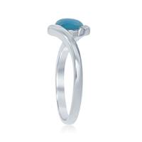 Anneau de nombril en larimar, anneau de forme ronde en larimar, anneau en pierre de larimar bleue naturelle