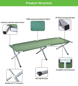 <span class=keywords><strong>Lit</strong></span> de camp pliant moderne en métal pour adultes, portable, en fer, pour extérieur, bureau, pause déjeuner, camping, parc - Product Image 3