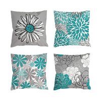 Lot de 4 housses de coussin décoratives 18x18 gris turquoise modernes sur canapé, coussin, lit, décoration extérieure pour la maison