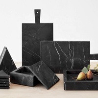 Benutzer definierte Luxus Rechteck Skulptur Design dekorative Catch all Platte für Küche Badezimmer Marmor schwarz Ablage fach