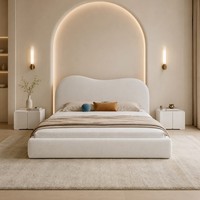 Minimalistischer Cremefarbener Sherpa-Bettrahmen für Queen- und King-Size-Schlafzimmermöbel im Großhandel