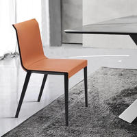 Chaise de salle à manger de style européen de luxe, en cuir pleine fleur moderne avec pieds en métal, pour la maison, l'hôtel, le café, l'appartement, mobilier de maison