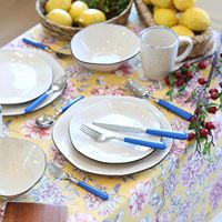 Ensemble de couverts en acier inoxydable de 20 pièces avec manches bleu saphir, 4 couteaux à dîner, fourchettes, cuillères, cuillères à dessert - Passe au lave-vaisselle