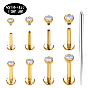 <span class=keywords><strong>Orecchini</strong></span> Labret JiaXin in Titanio ASTM F136 16G 18G 20G con Filettatura Interna e Zircone Incastonato per <span class=keywords><strong>Trago</strong></span> ed Elicoidali - Product Image 1
